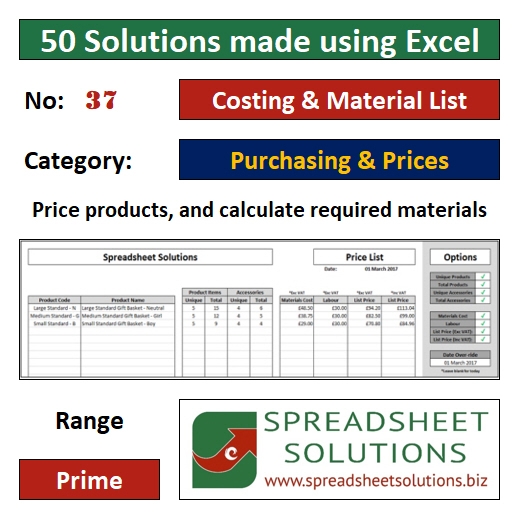 37. Costing & Material List