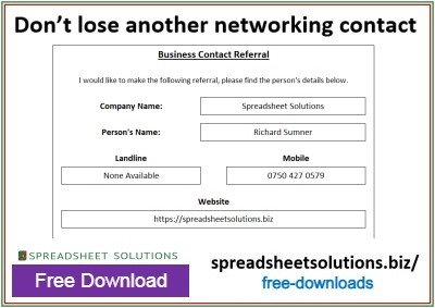Spreadsheet Solutions - Networking Referral Database