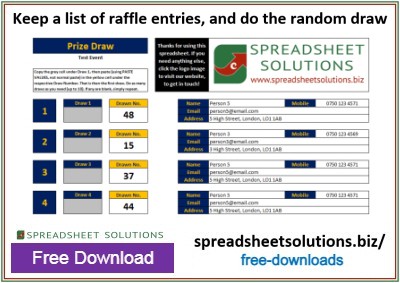 Spreadsheet Solutions - Raffle List & Random Draw