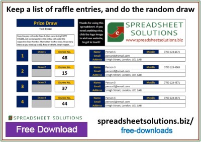 Spreadsheet Solutions - Raffle List & Random Draw Spreadsheet Solutions - Raffle List & Random Draw
