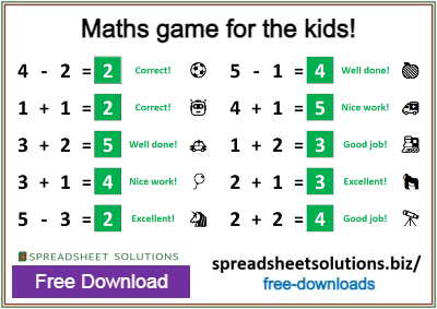 Spreadsheet Solutions - Children's Maths Game Spreadsheet Solutions - Children's Maths Game