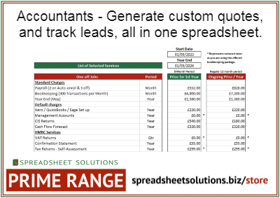 Spreadsheet Solutions - Accountant Lead Tracker & Quote