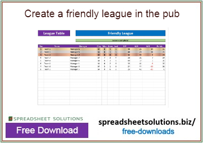 Spreadsheet Solutions - Sidelines Friendly League