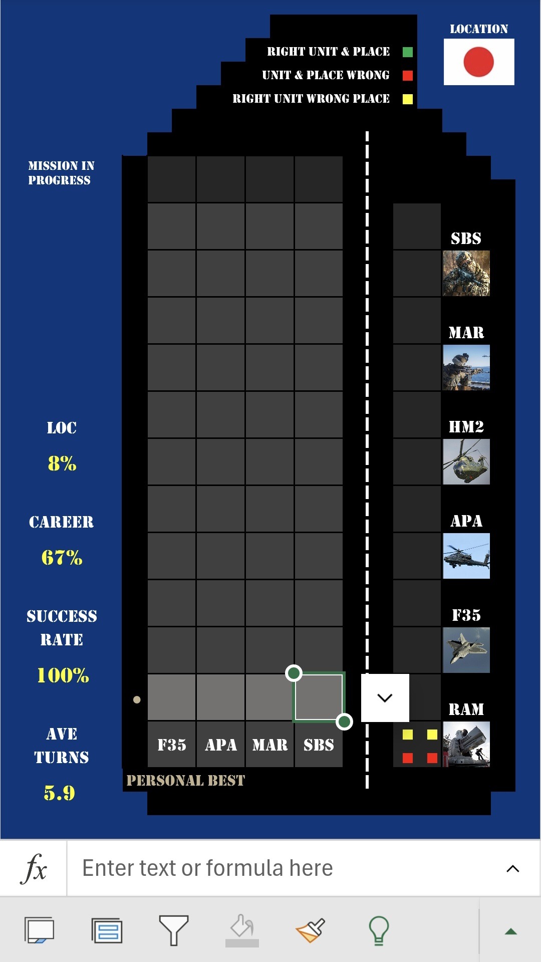 Military Excel Game - Carrier 1