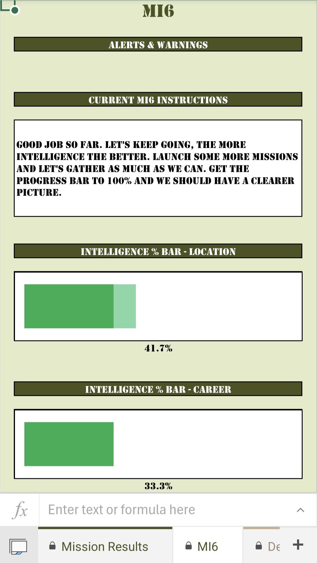 Military Excel Game - MI6