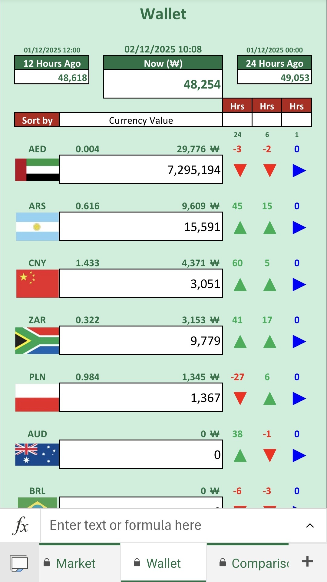 Mobile-friendly Spreadsheets - Wallet 1