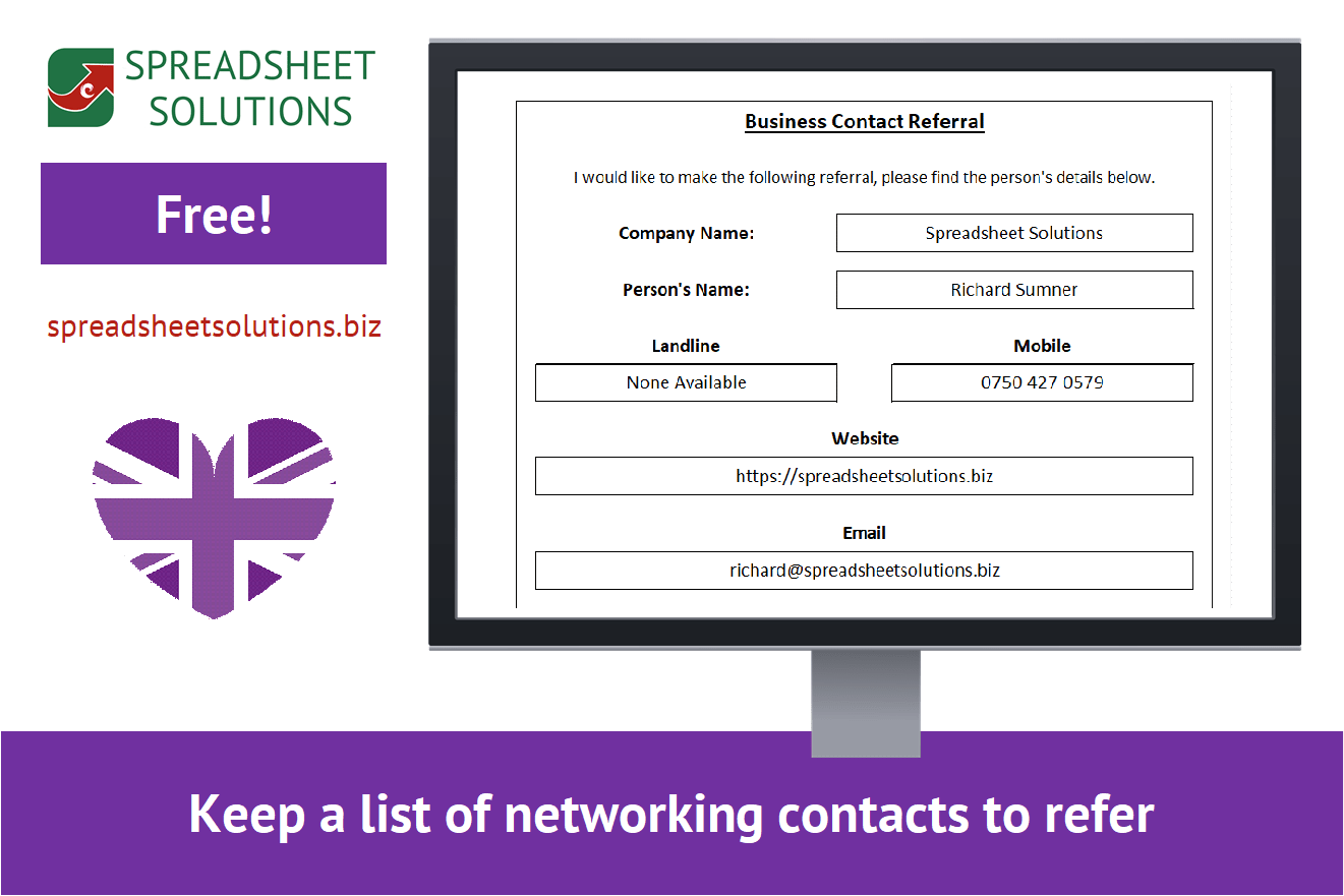 Spreadsheet Solutions - Networking Referral Database