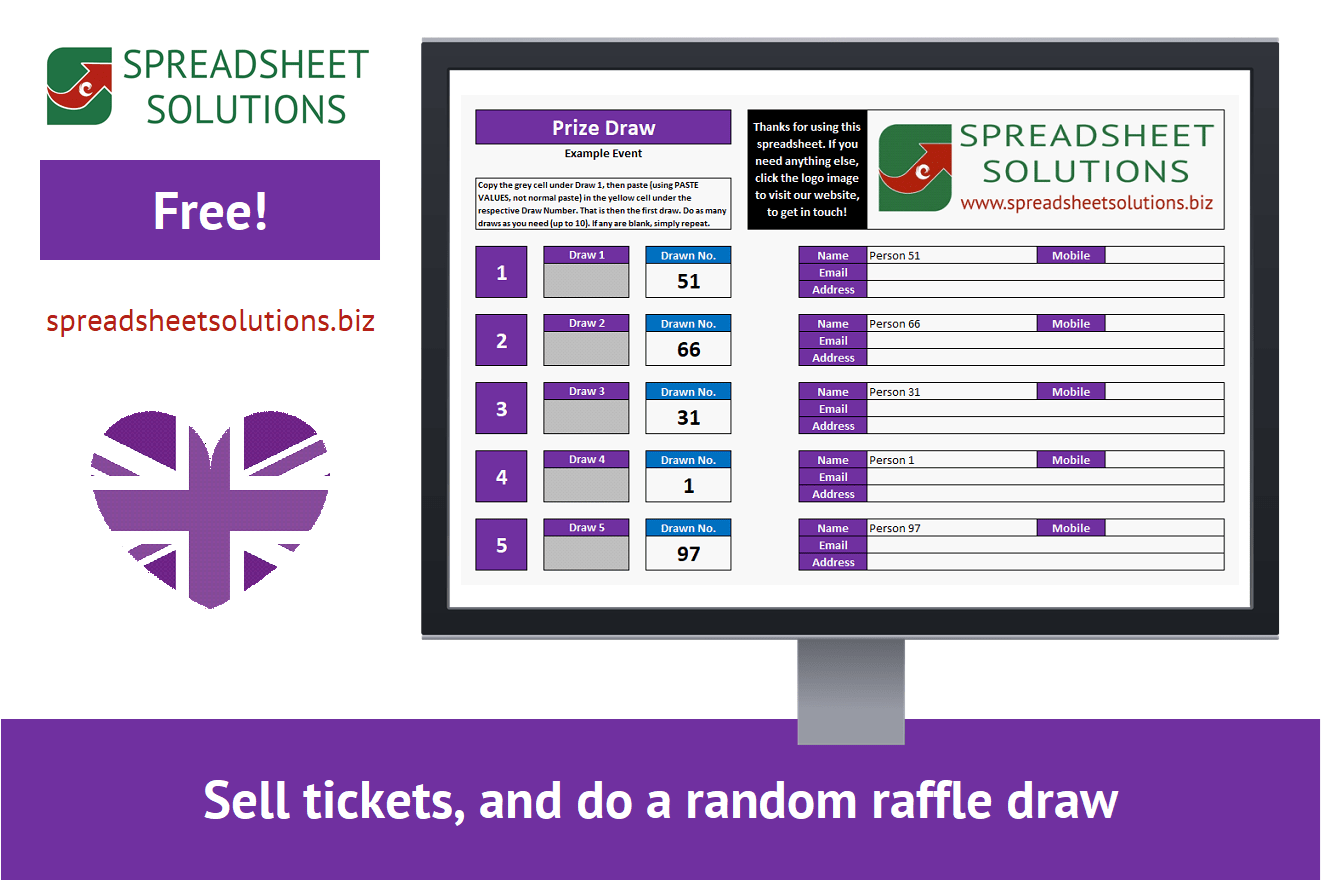 Spreadsheet Solutions - Raffle List & Random Draw