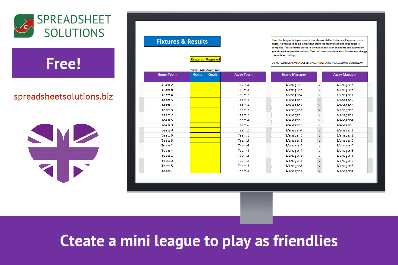 Spreadsheet Solutions - Sidelines Friendly League