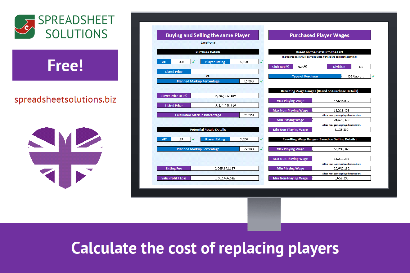Spreadsheet Solutions - Sidelines Player Costs