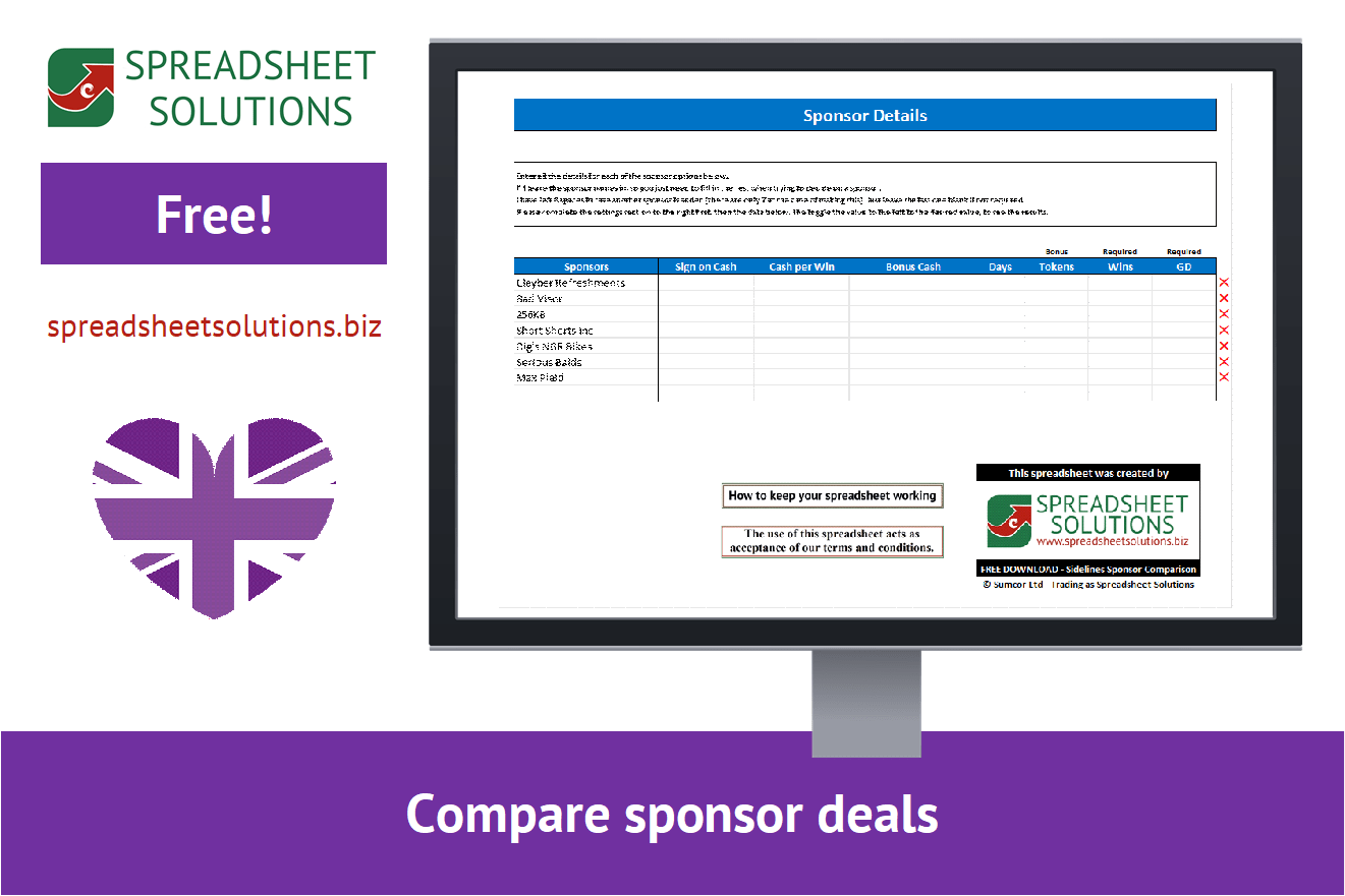 Spreadsheet Solutions - Sidelines Sponsor Comparison